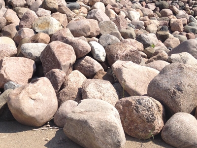 Colorful fieldstone boulders